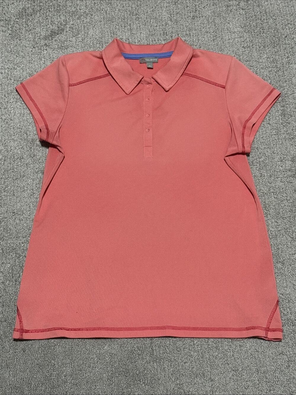 T by Talbots Women’s Coral Performance Polo Shirt Size Medium
